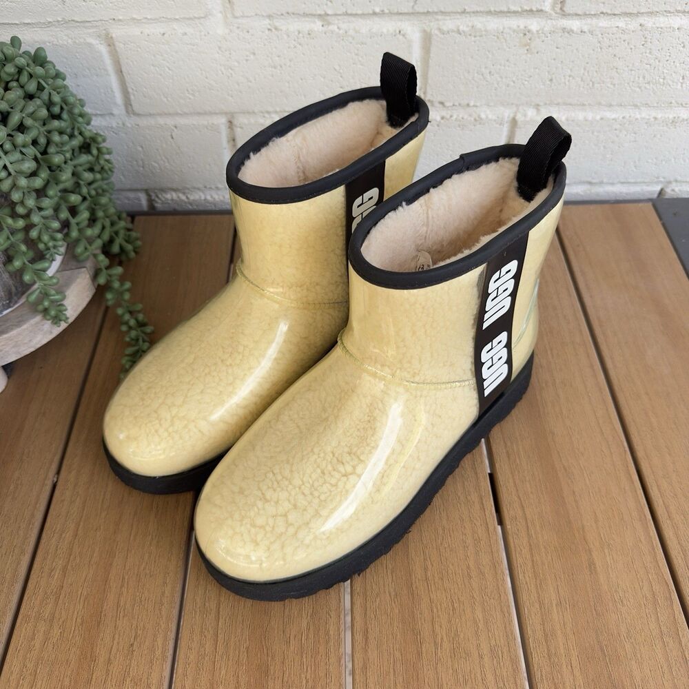 UGG Classic Clear Mini Boots Women 8 Natural Black Waterproof 1113190